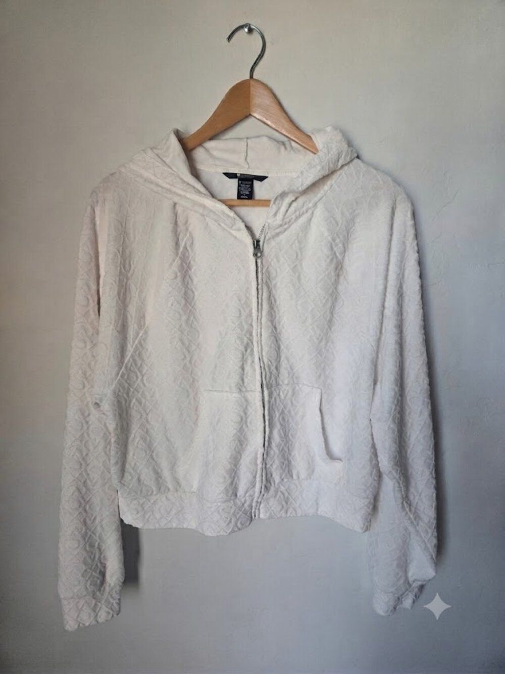 Victoria's Secret White Hooded Zip Up Bomber Jacket. Size M